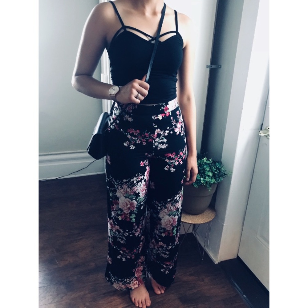 F21 Cherry Blossom Print Pants